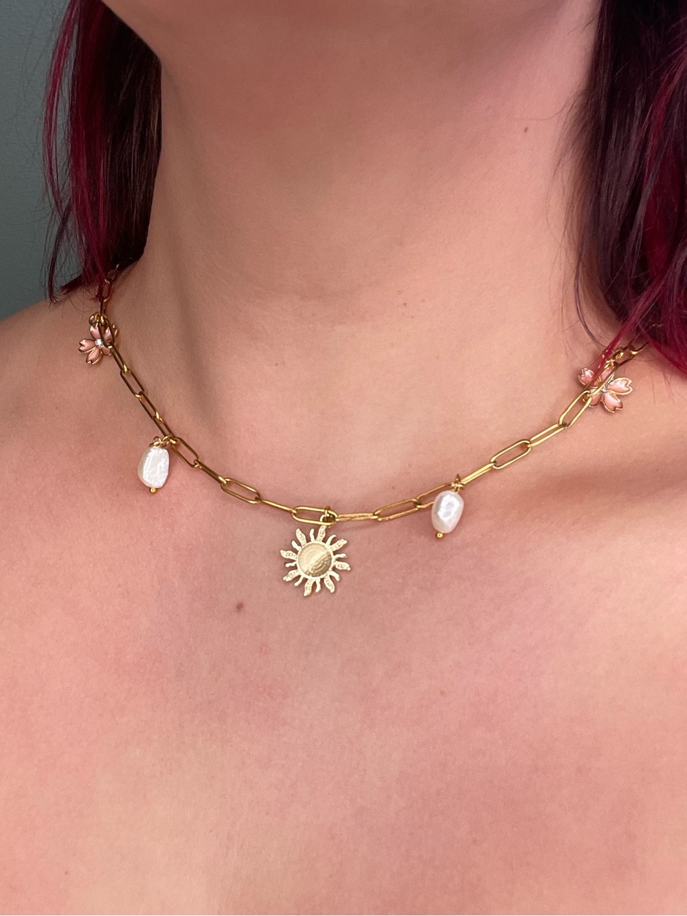 Gold Tone celestial whimsy Charm Necklace No. 6 elegant simple